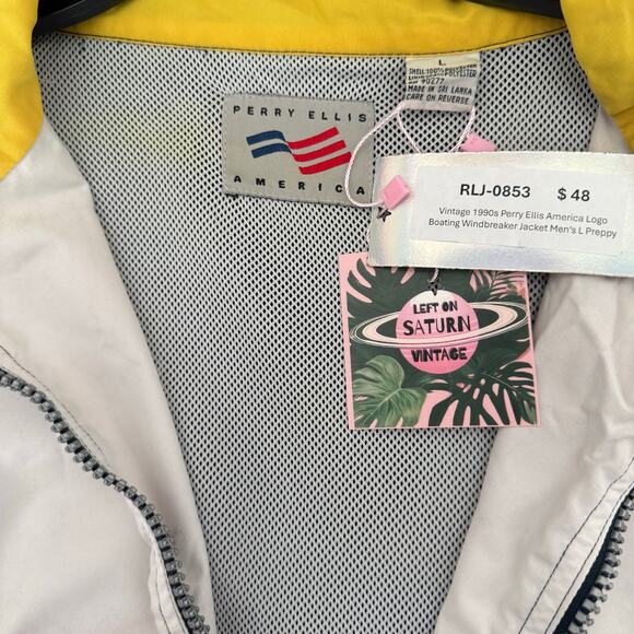 Vintage 1990s Perry Ellis America Logo Boating Windbreaker Jacket Men’s L Preppy - Picture 6 of 6